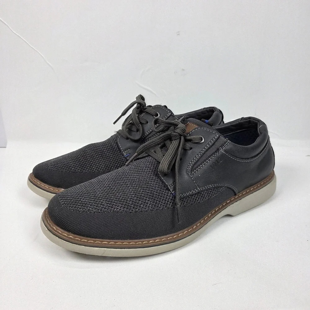 Nunn Bush Otto Knit Plain Toe Oxford Shoes Men's Size 8.5 W Gray 84964-062